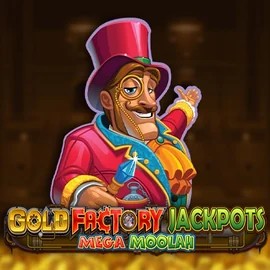 Gold Factory Jackpots Mega Moolah online game logo by Aurum Signature Studios on priced-upcasino.uk